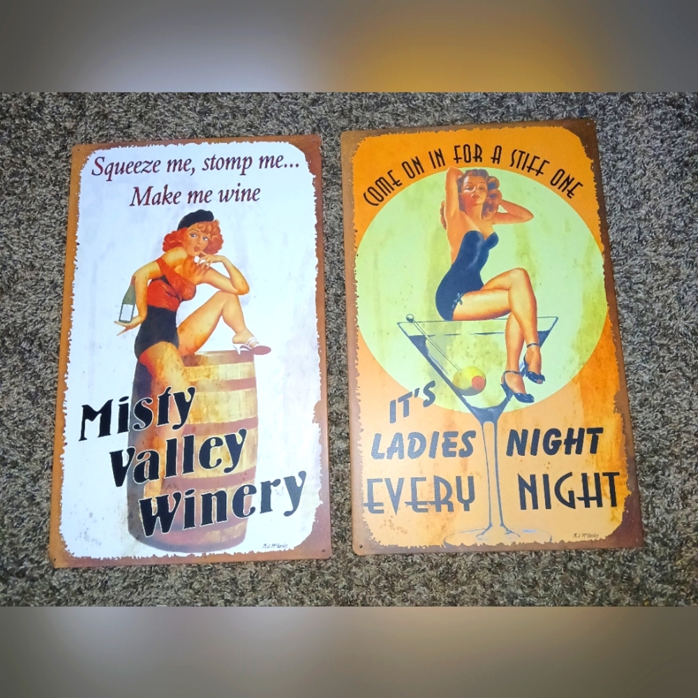 2 classic tin signs